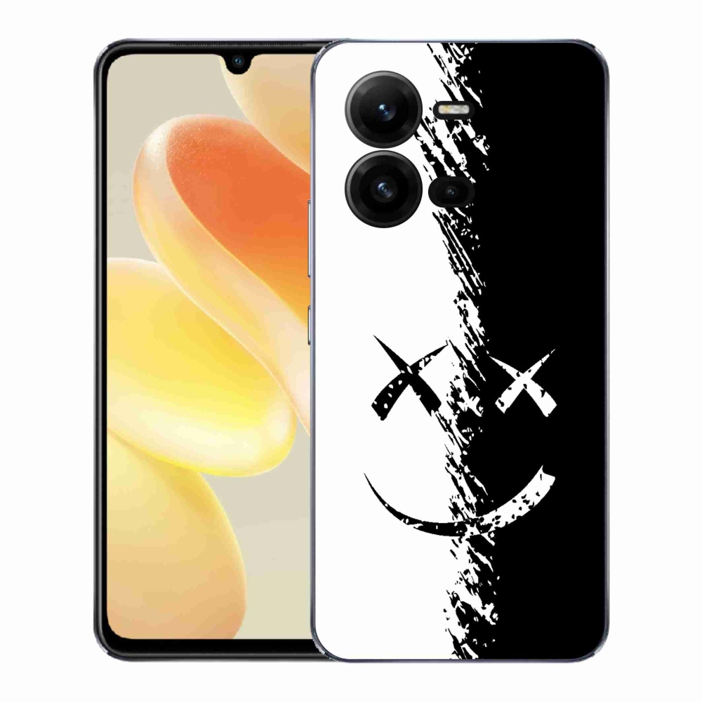 Gelový kryt mmCase na Vivo X80 Lite - černobílý smajlík