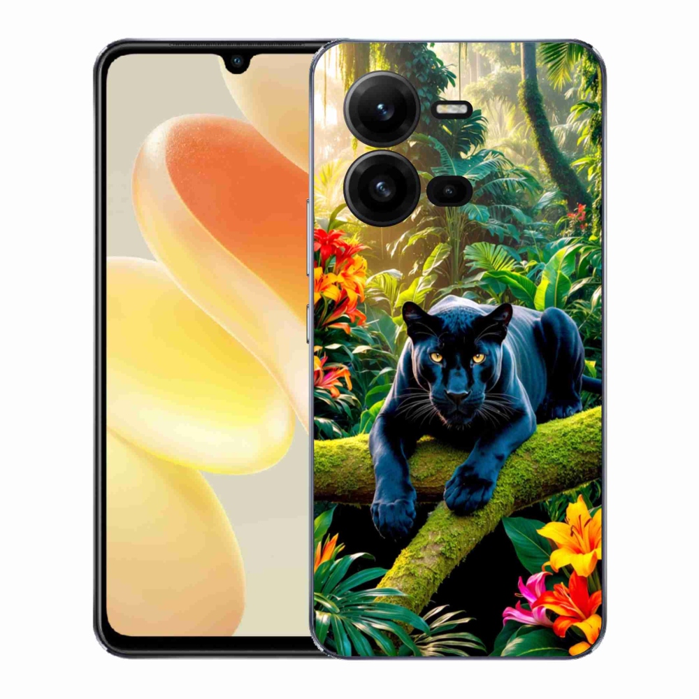Gelový kryt mmCase na Vivo X80 Lite - černý panter v džungli