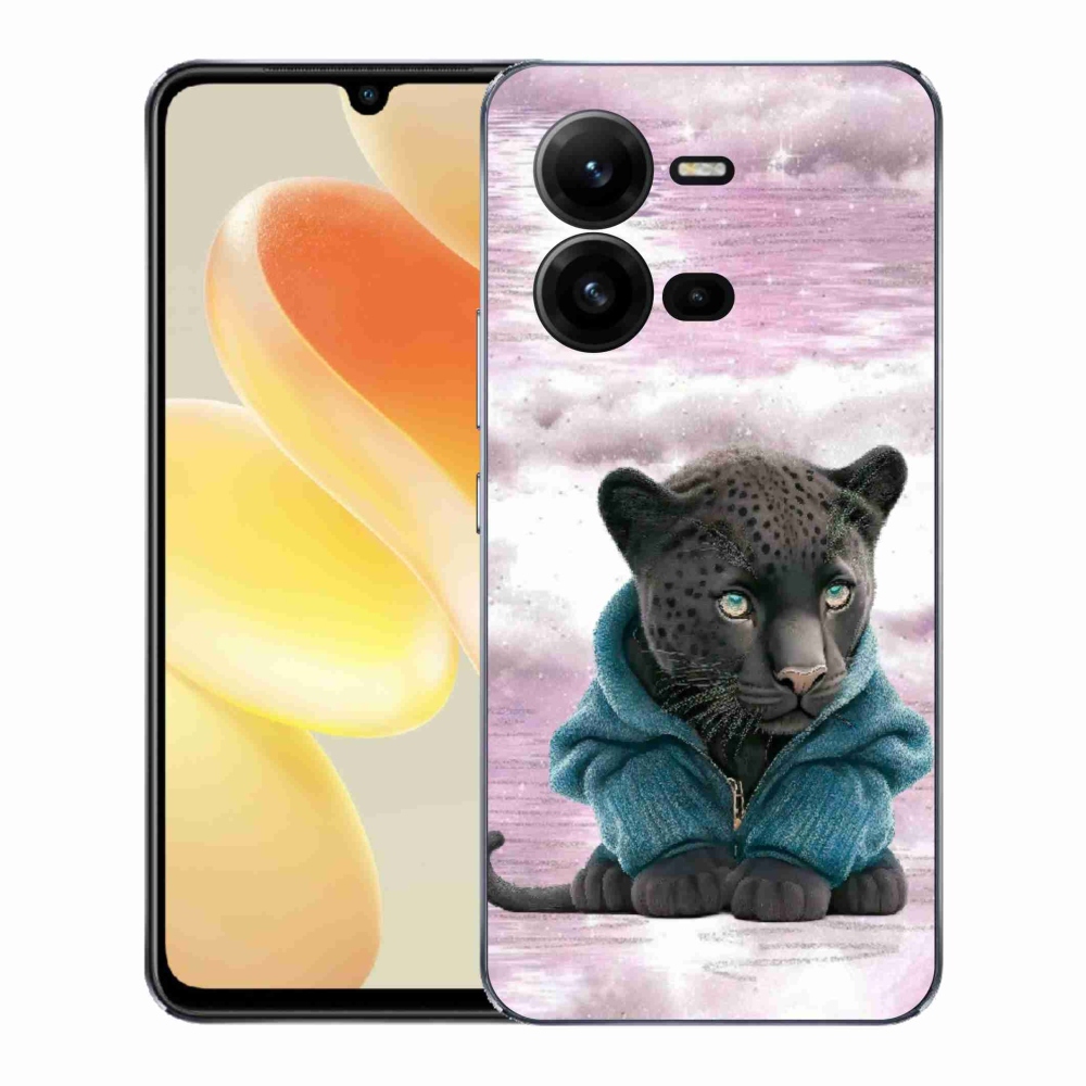 Gelový kryt mmCase na Vivo X80 Lite - černý panter ve svetru