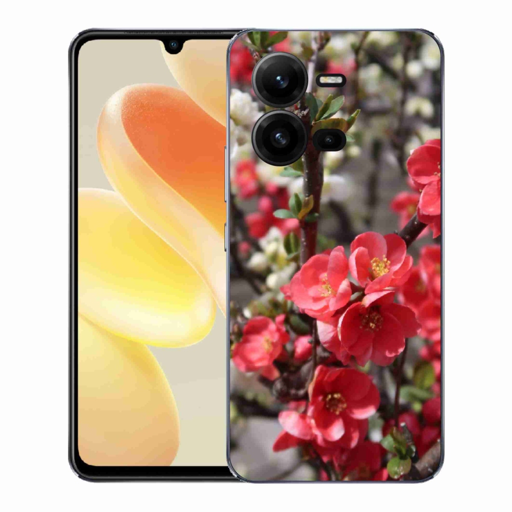 Gelový kryt mmCase na Vivo X80 Lite - červené květy