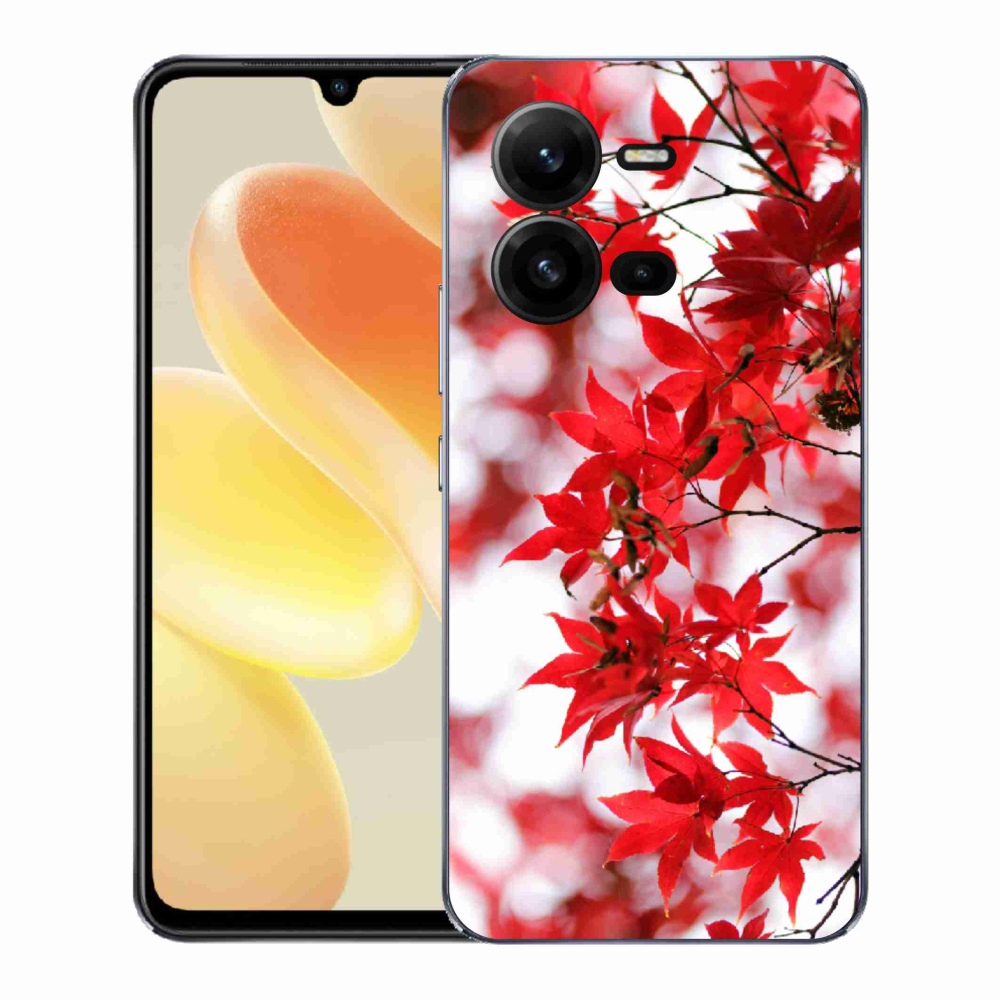 Gelový kryt mmCase na Vivo X80 Lite - červené listy