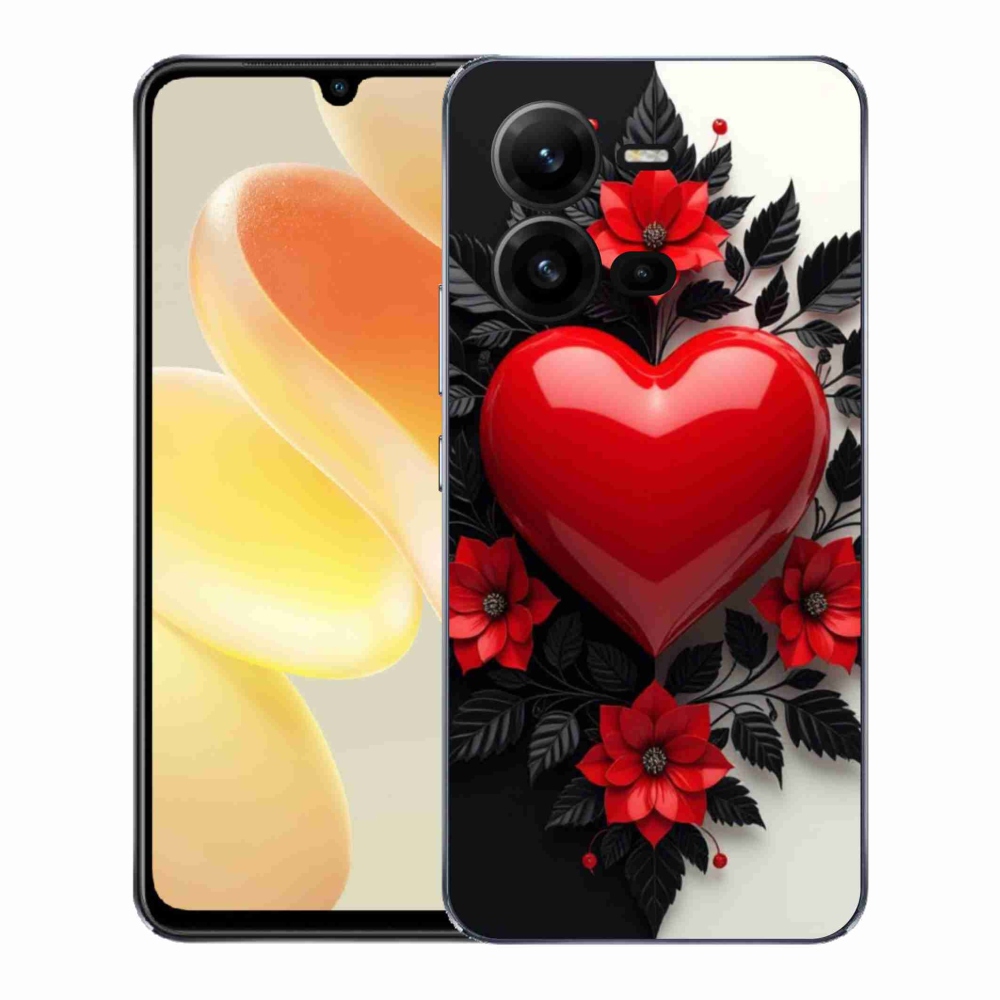 Gelový kryt mmCase na Vivo X80 Lite - červené srdce