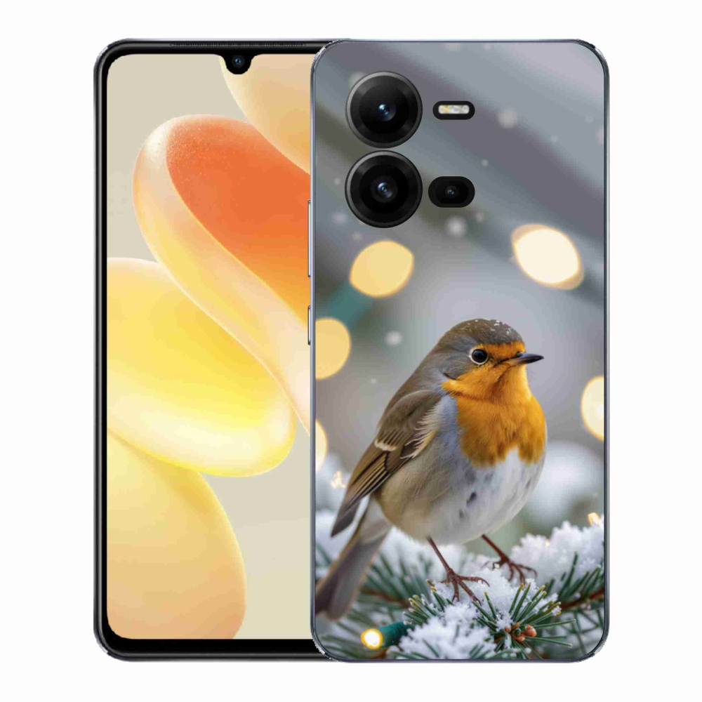 Gelový kryt mmCase na Vivo X80 Lite - červenka v zimě