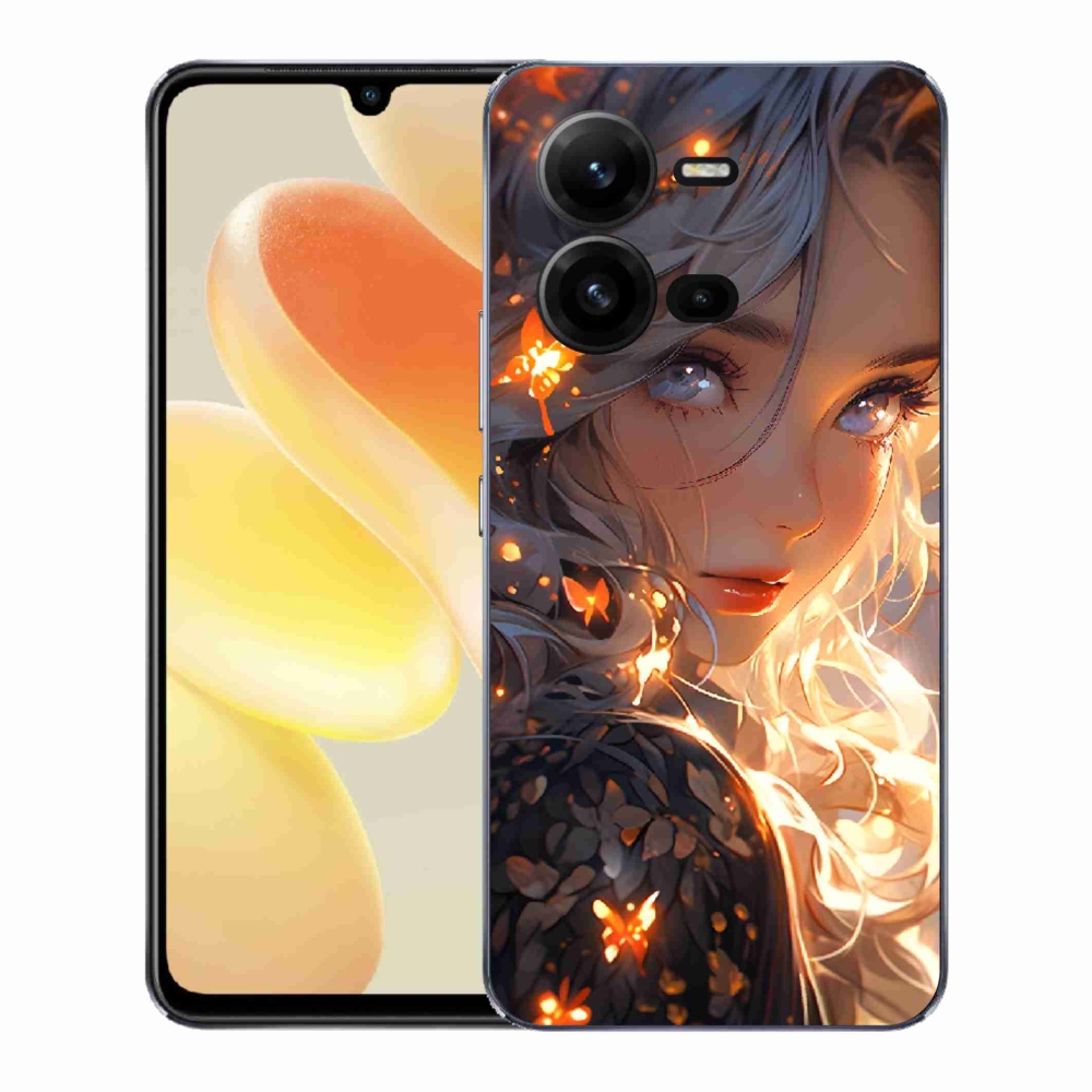 Gelový kryt mmCase na Vivo X80 Lite - dívka a motýli