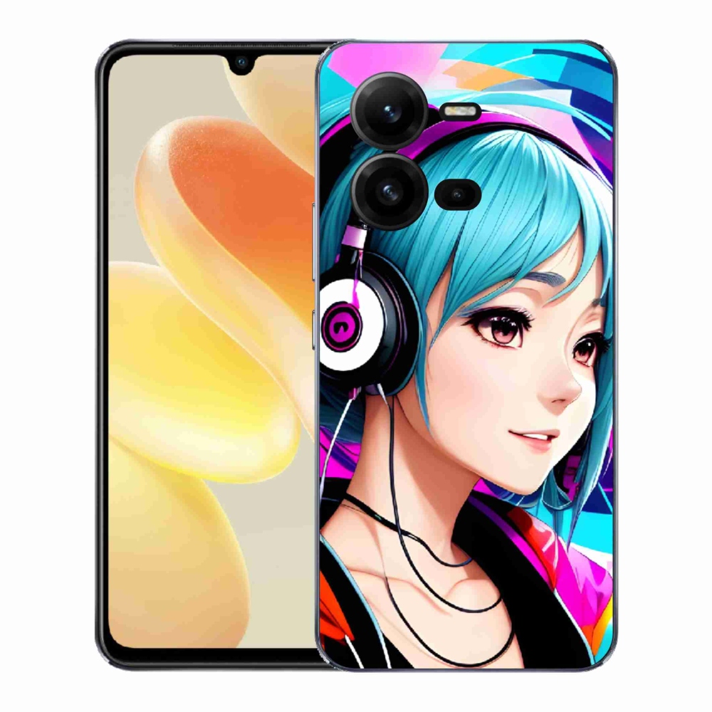 Gelový kryt mmCase na Vivo X80 Lite - dívka se sluchátky