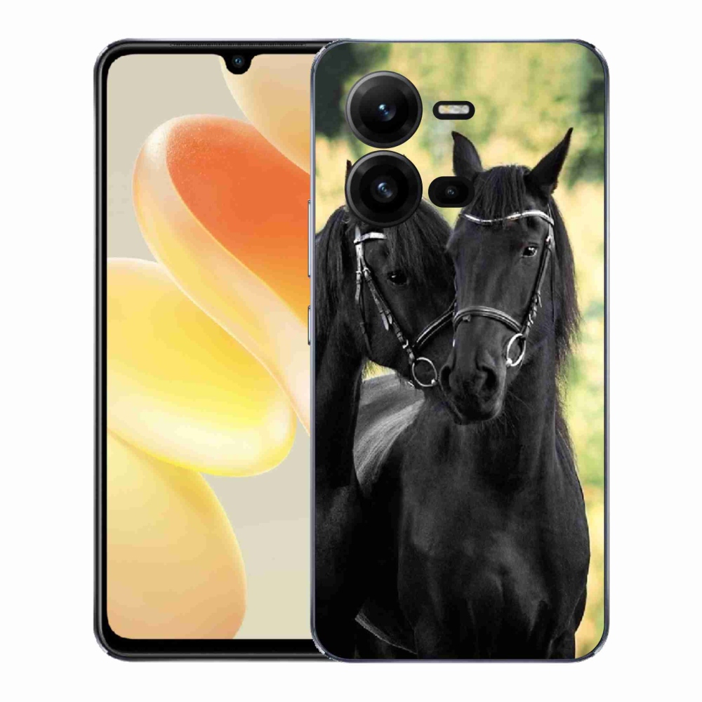 Gelový kryt mmCase na Vivo X80 Lite - dva černí koně