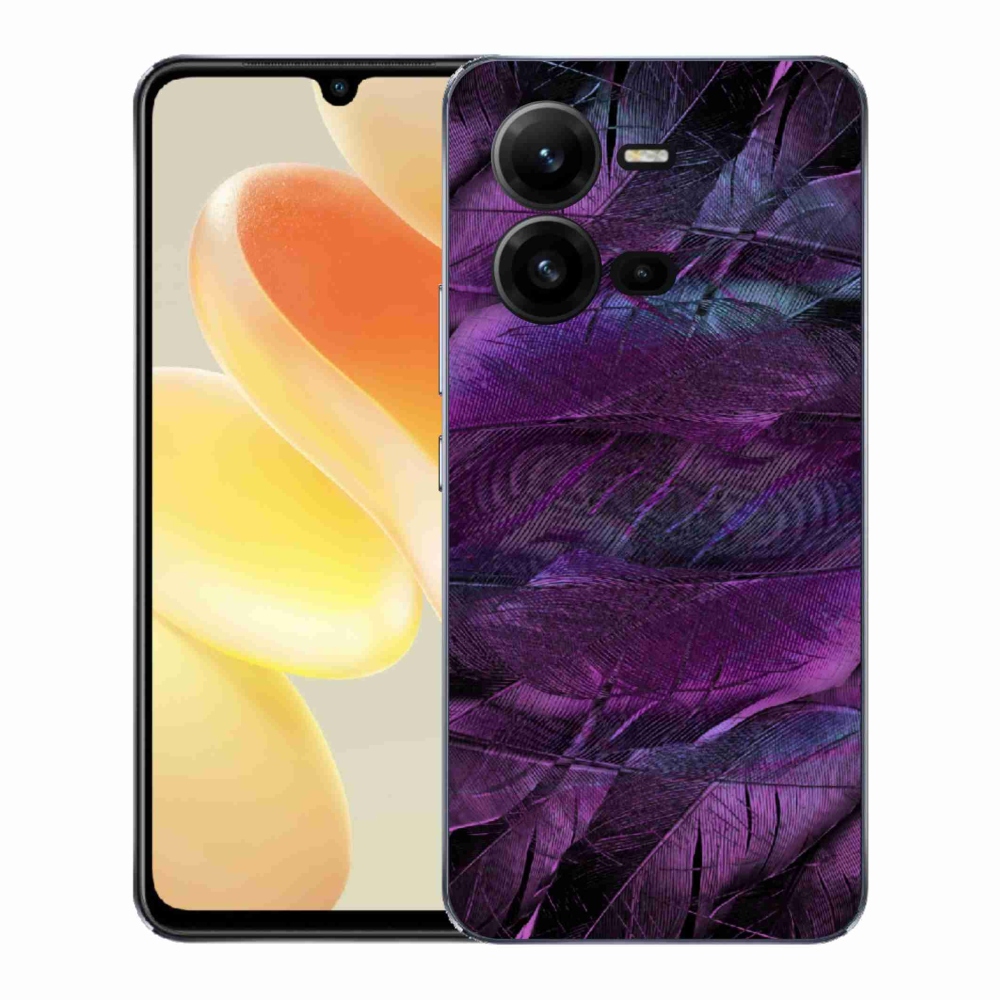 Gelový kryt mmCase na Vivo X80 Lite - fialová pírka