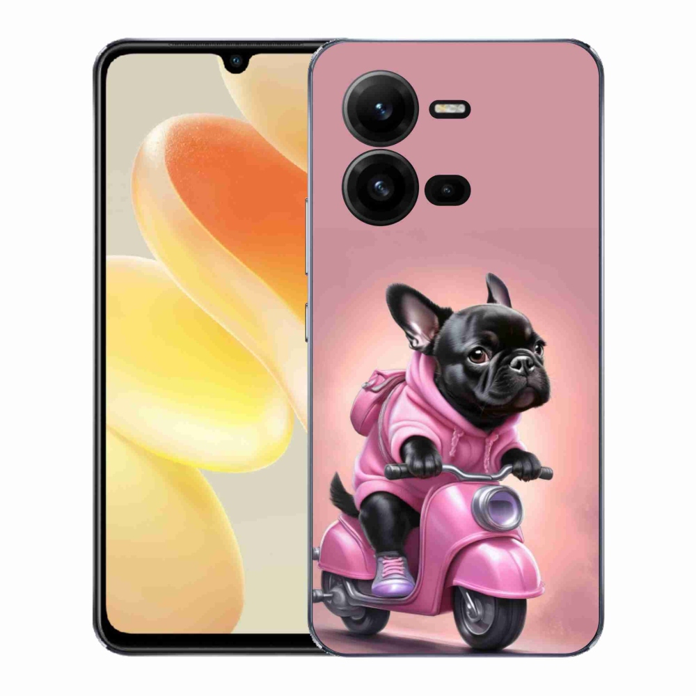 Gelový kryt mmCase na Vivo X80 Lite - francouzský buldoček na skútru