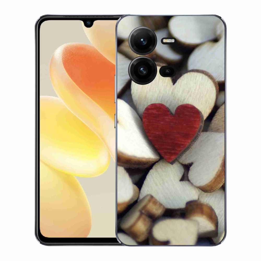 Gelový kryt mmCase na Vivo X80 Lite - gravírované červené srdce 