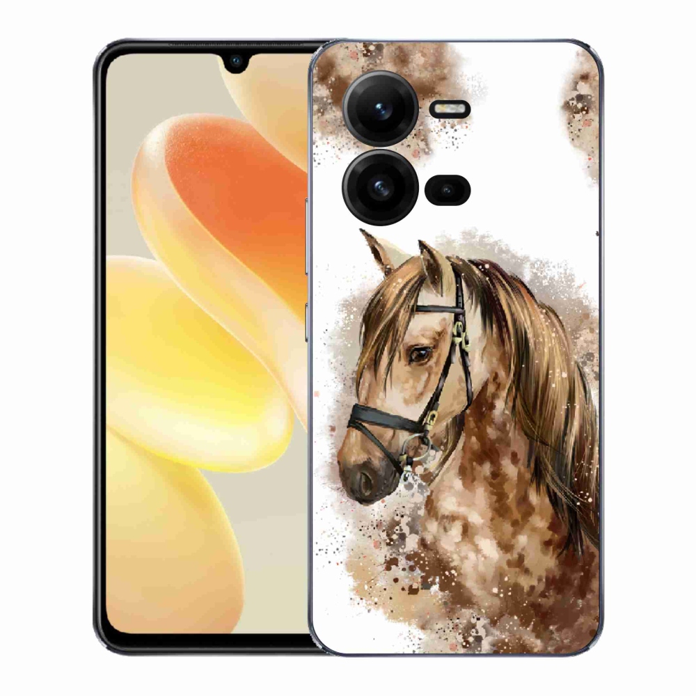 Gelový kryt mmCase na Vivo X80 Lite - hnědý kreslený kůň