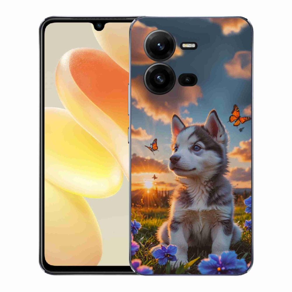 Gelový kryt mmCase na Vivo X80 Lite - husky při západu slunce