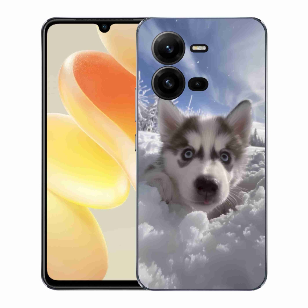 Gelový kryt mmCase na Vivo X80 Lite - husky ve sněhu