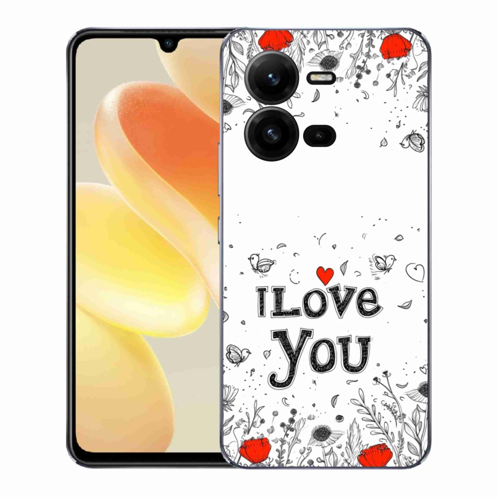 Gelový kryt mmCase na Vivo X80 Lite - I love you bílé pozadí