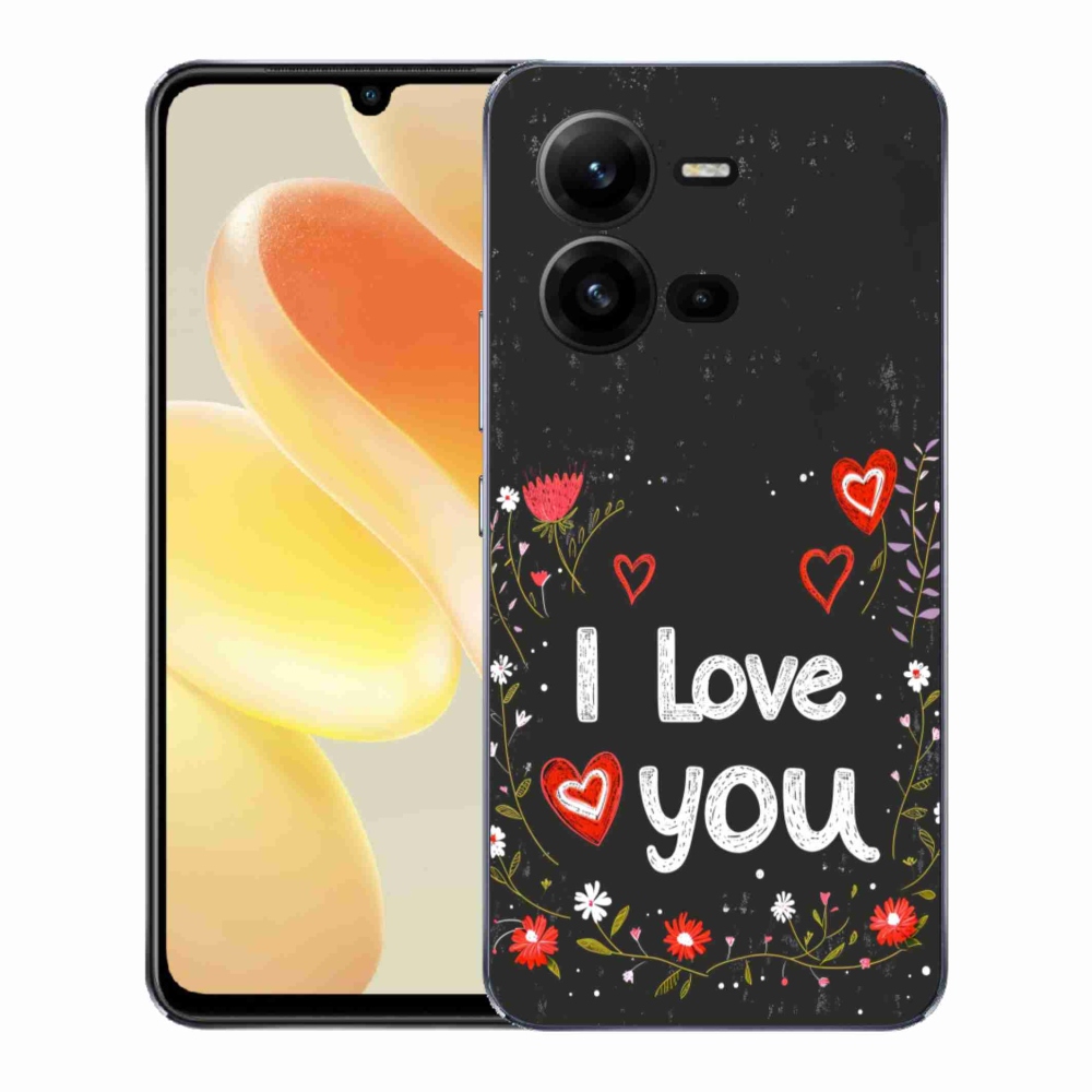 Gelový kryt mmCase na Vivo X80 Lite - I love you černé pozadí