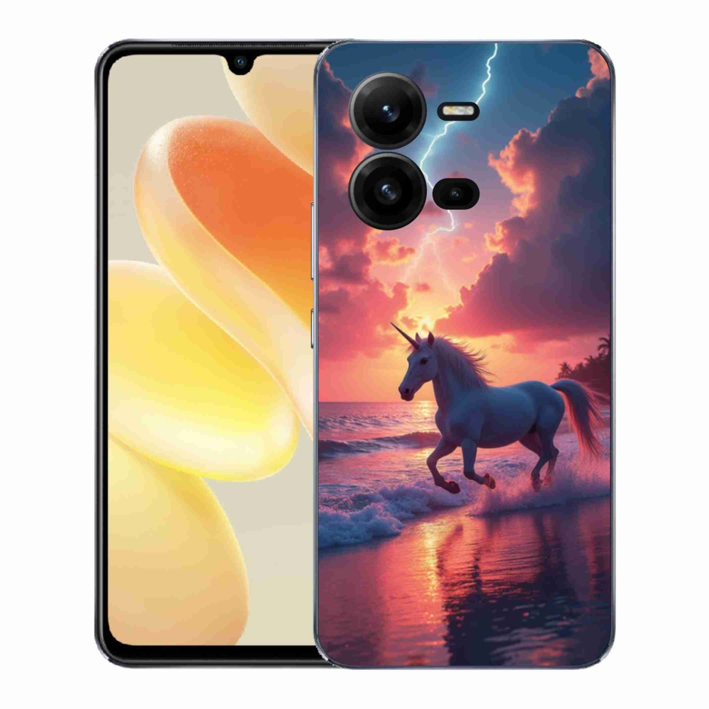 Gelový kryt mmCase na Vivo X80 Lite - jednorožec na pláži