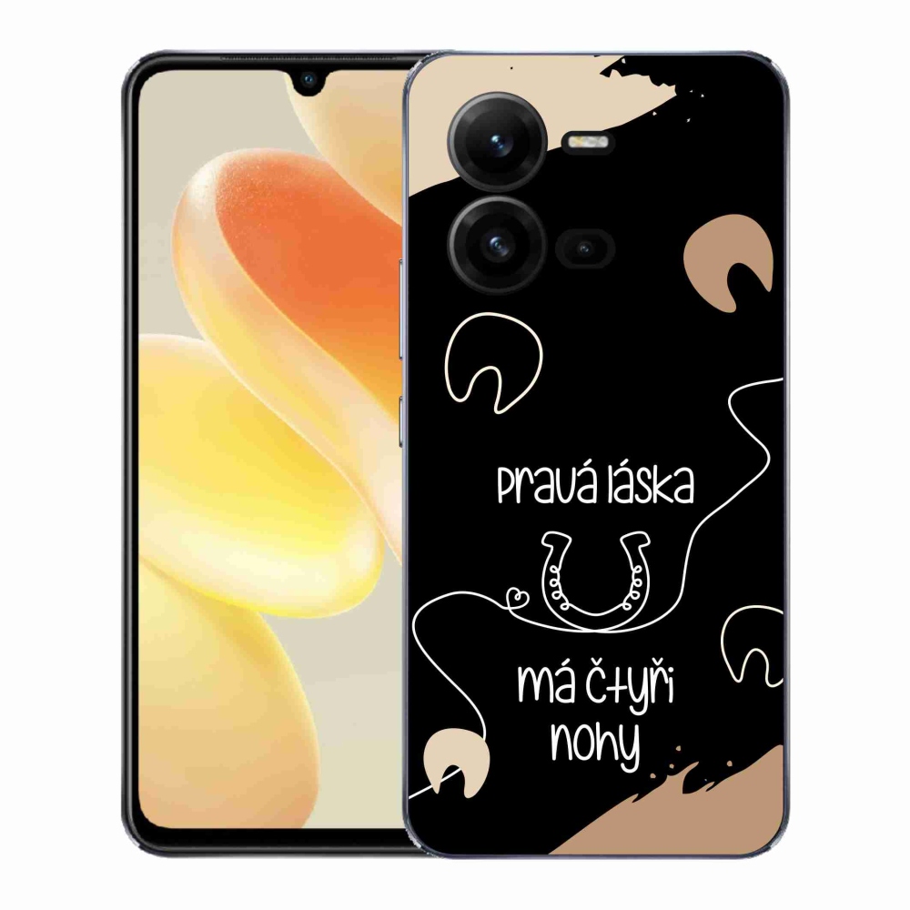 Gelový kryt mmCase na Vivo X80 Lite - koňský motiv černé pozadí