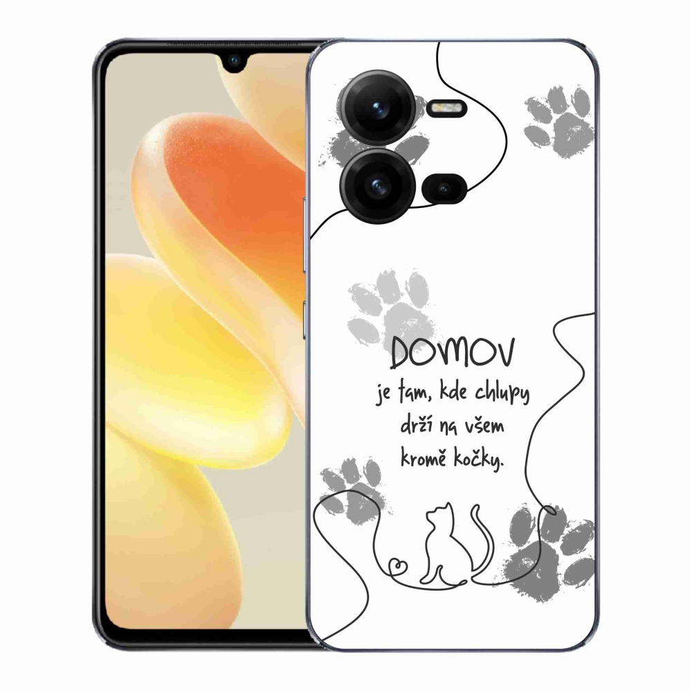 Gelový kryt mmCase na Vivo X80 Lite - kočičí motiv bílé pozadí