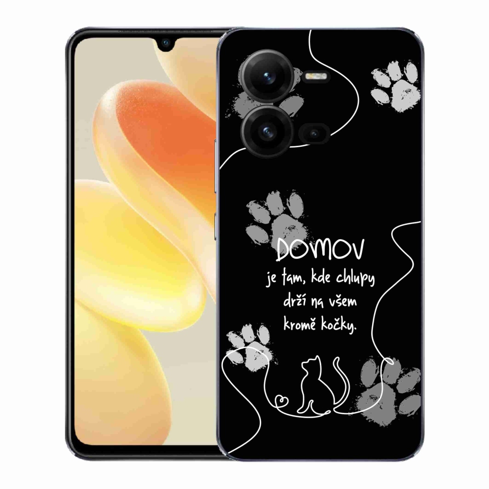Gelový kryt mmCase na Vivo X80 Lite - kočičí motiv černé pozadí