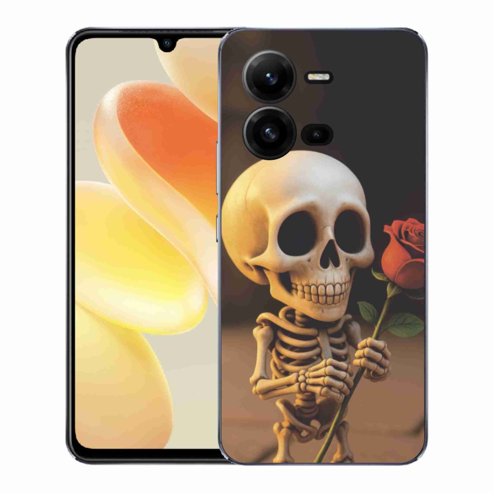 Gelový kryt mmCase na Vivo X80 Lite - kostlivec s růží