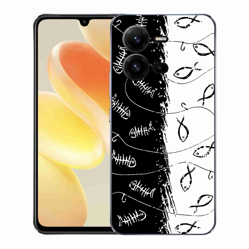 Gelový kryt mmCase na Vivo X80 Lite - kostry a rybky
