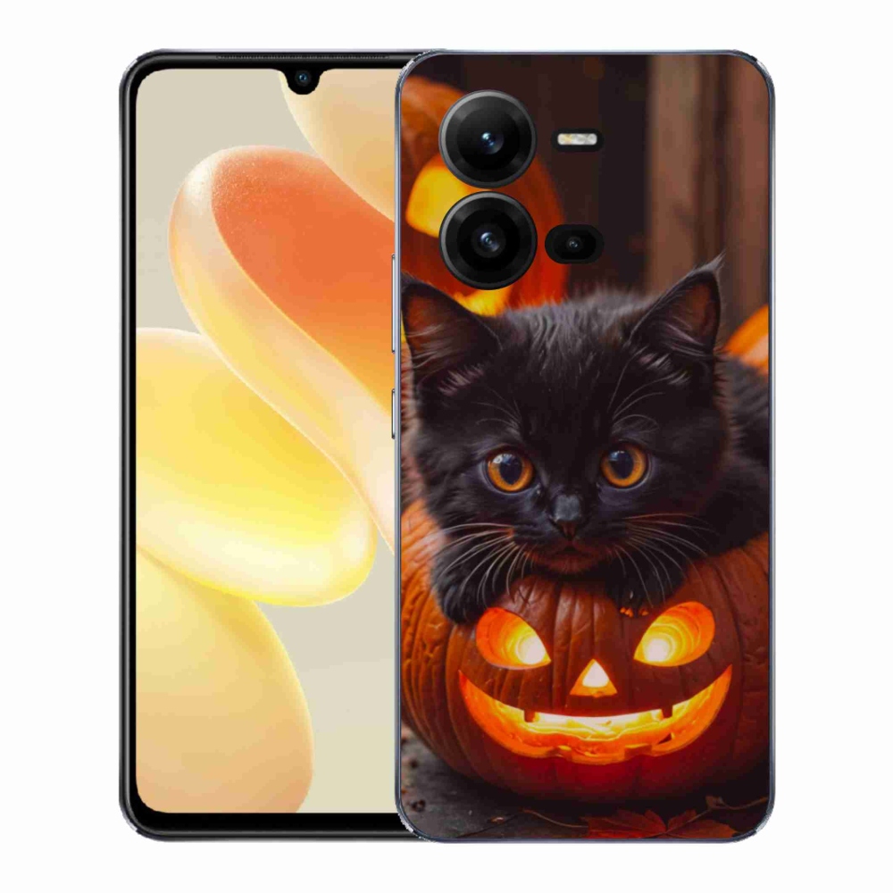 Gelový kryt mmCase na Vivo X80 Lite - kotě a dýně