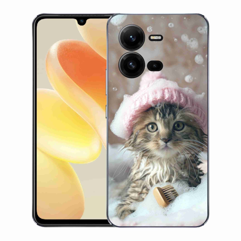 Gelový kryt mmCase na Vivo X80 Lite - kotě a koupel