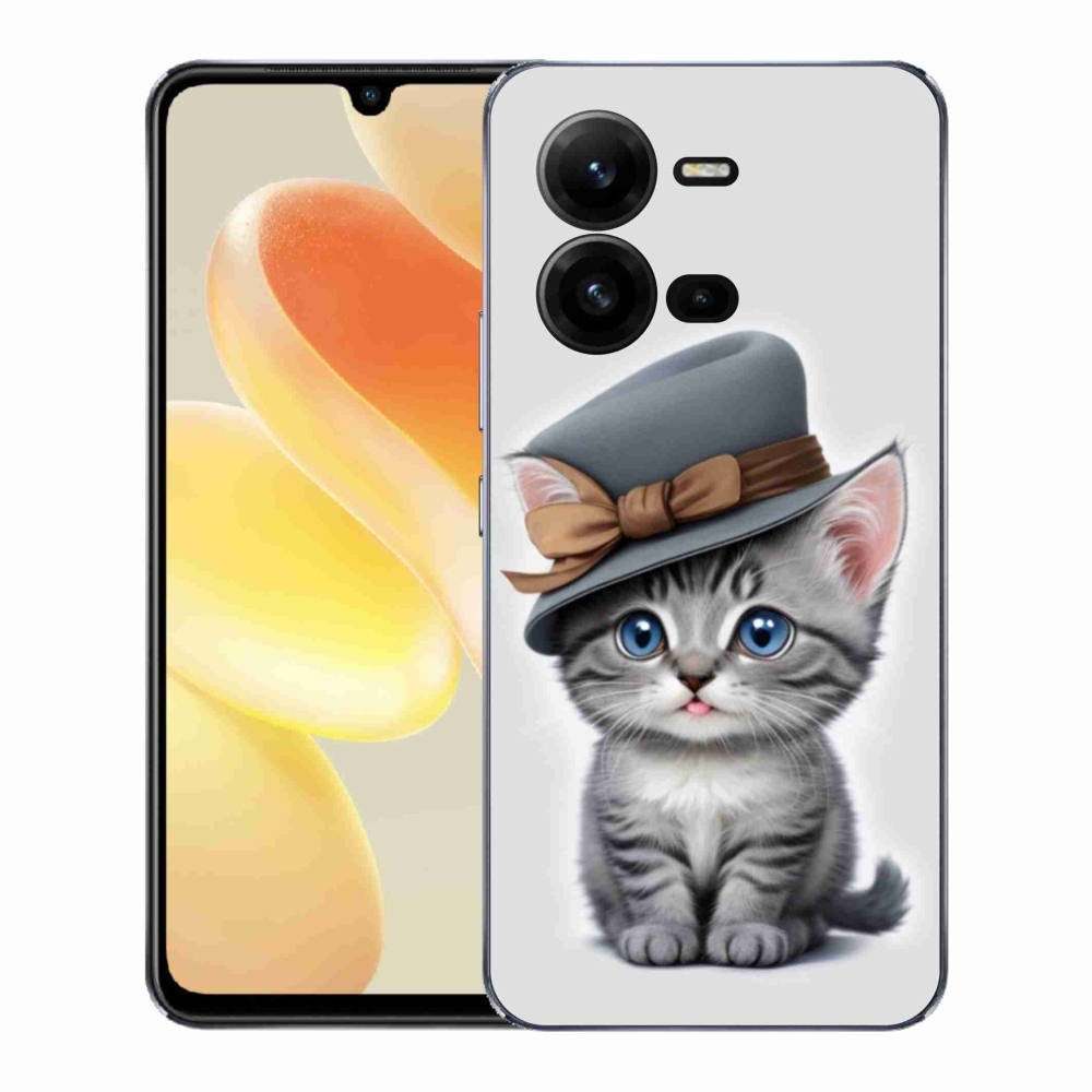 Gelový kryt mmCase na Vivo X80 Lite - kotě s kloboukem