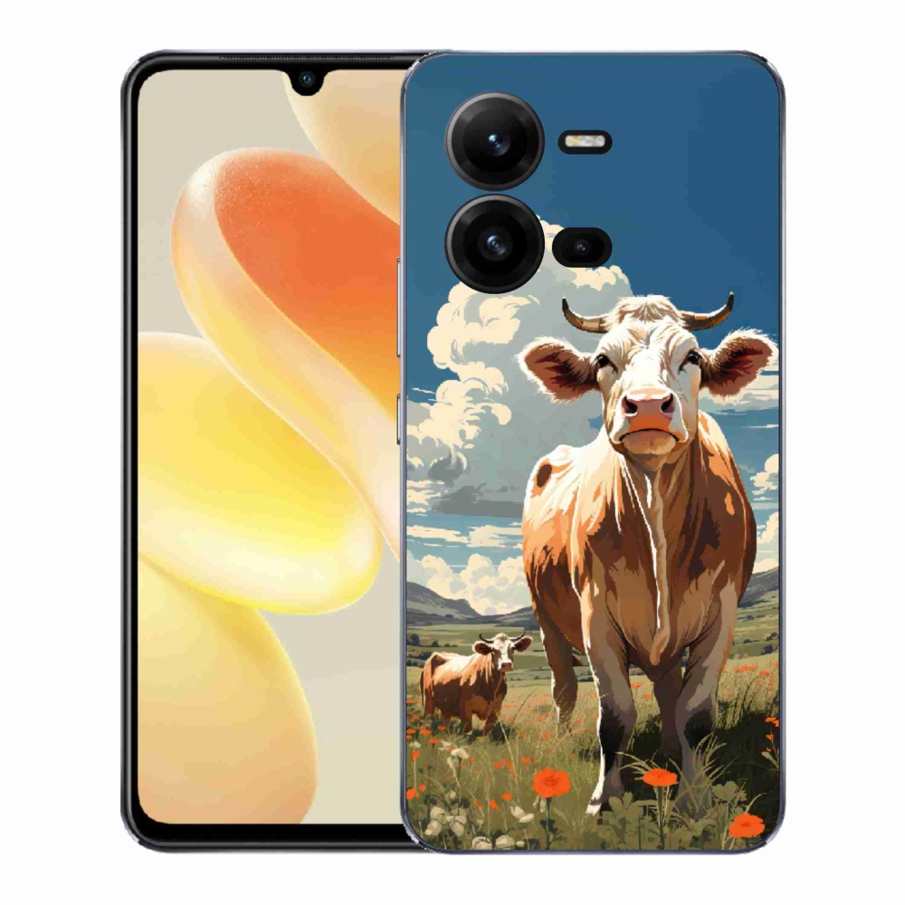 Gelový kryt mmCase na Vivo X80 Lite - krávy na louce