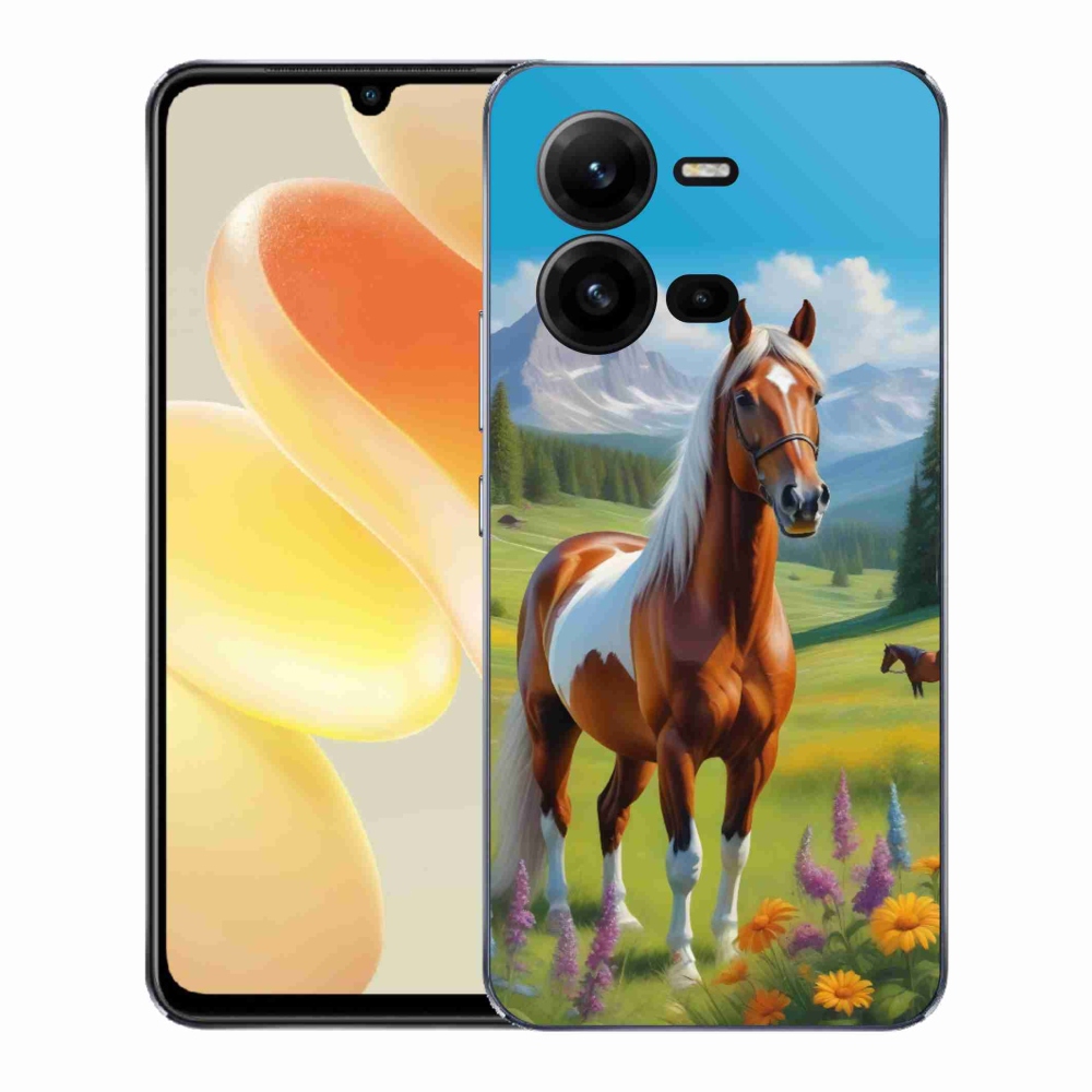 Gelový kryt mmCase na Vivo X80 Lite - kůň na louce