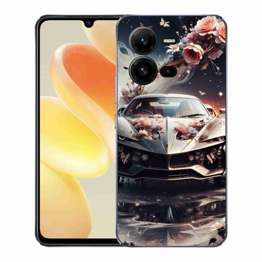 Gelový kryt mmCase na Vivo X80 Lite - květinový sportovní vůz