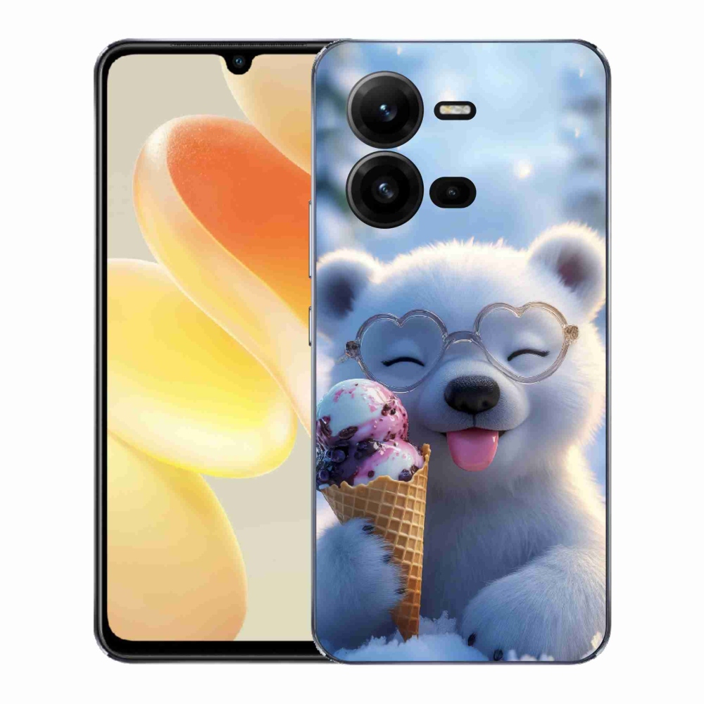Gelový kryt mmCase na Vivo X80 Lite - medvídek se zmrzlinou