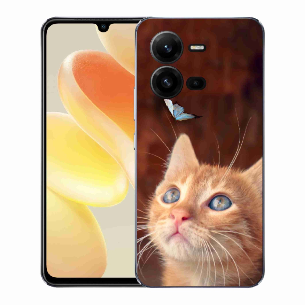 Gelový kryt mmCase na Vivo X80 Lite - motýl a kotě