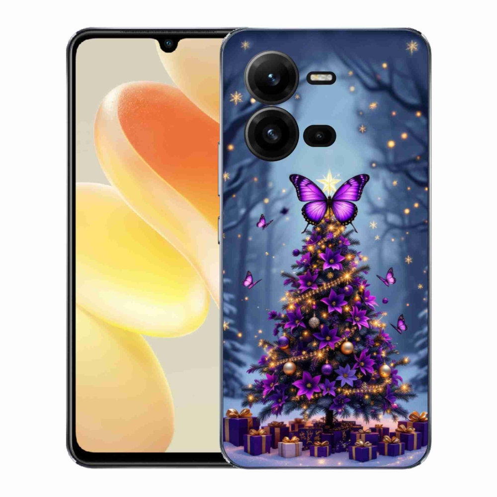 Gelový kryt mmCase na Vivo X80 Lite - motýlí vánoční stromek