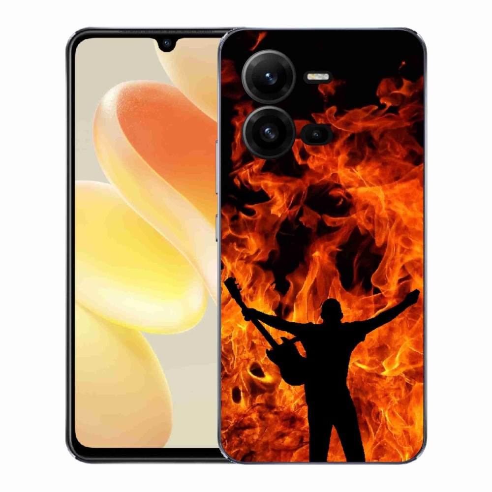Gelový kryt mmCase na Vivo X80 Lite - muzikant a oheň