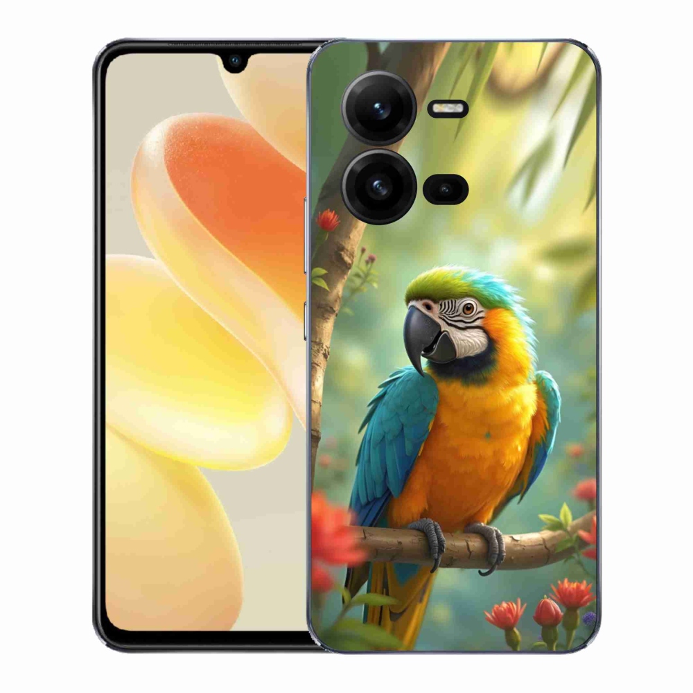 Gelový kryt mmCase na Vivo X80 Lite - papoušek ara modrožlutá
