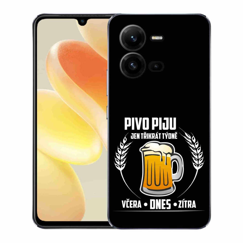 Gelový kryt mmCase na Vivo X80 Lite - pivní motiv černé pozadí