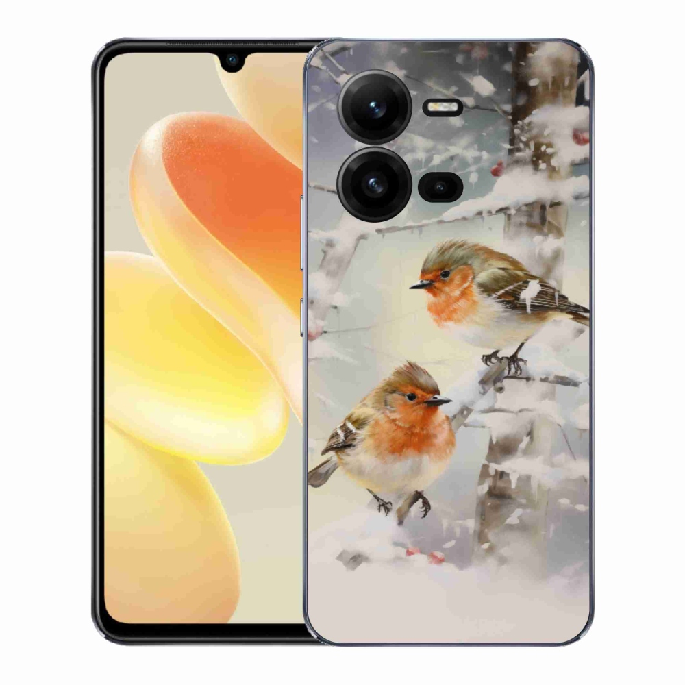 Gelový kryt mmCase na Vivo X80 Lite - ptáčci v zimě