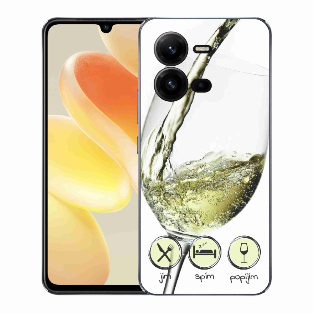 Gelový kryt mmCase na Vivo X80 Lite - sklenička vína bílé