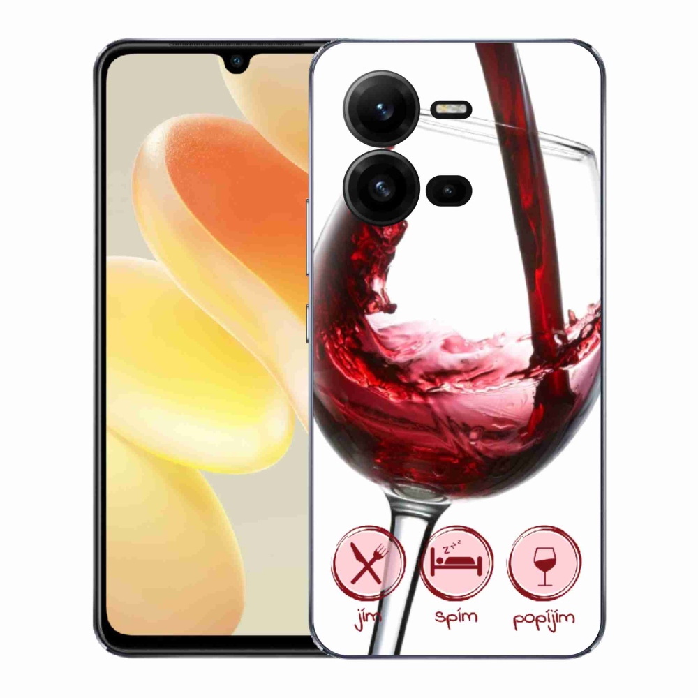 Gelový kryt mmCase na Vivo X80 Lite - sklenička vína červené