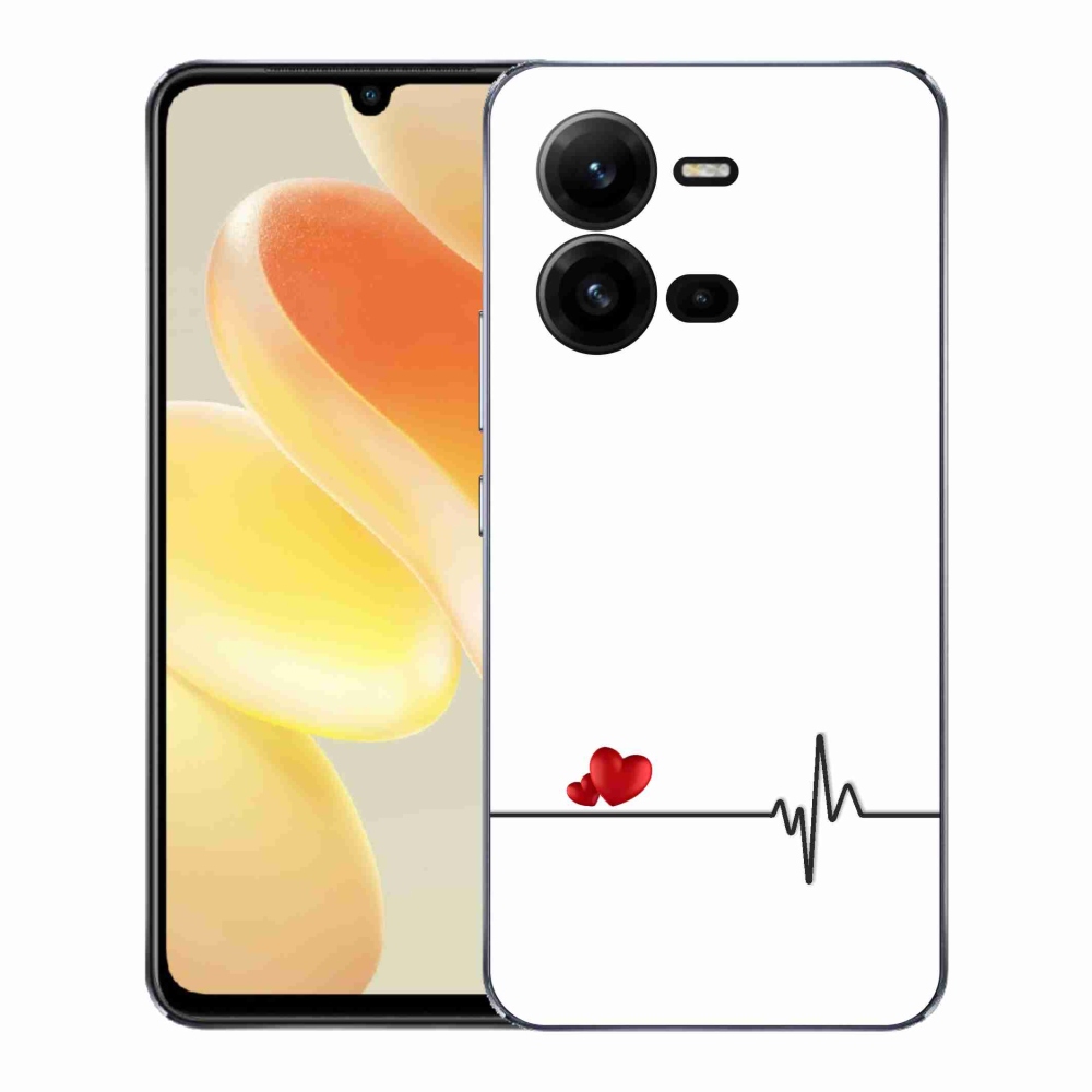 Gelový kryt mmCase na Vivo X80 Lite - srdce a tep bílé pozadí