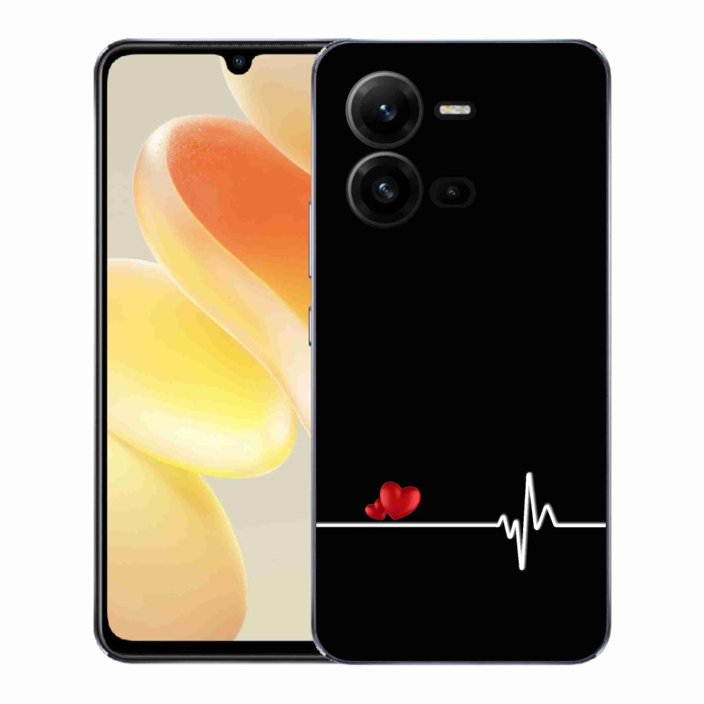 Gelový kryt mmCase na Vivo X80 Lite - srdce a tep černé pozadí
