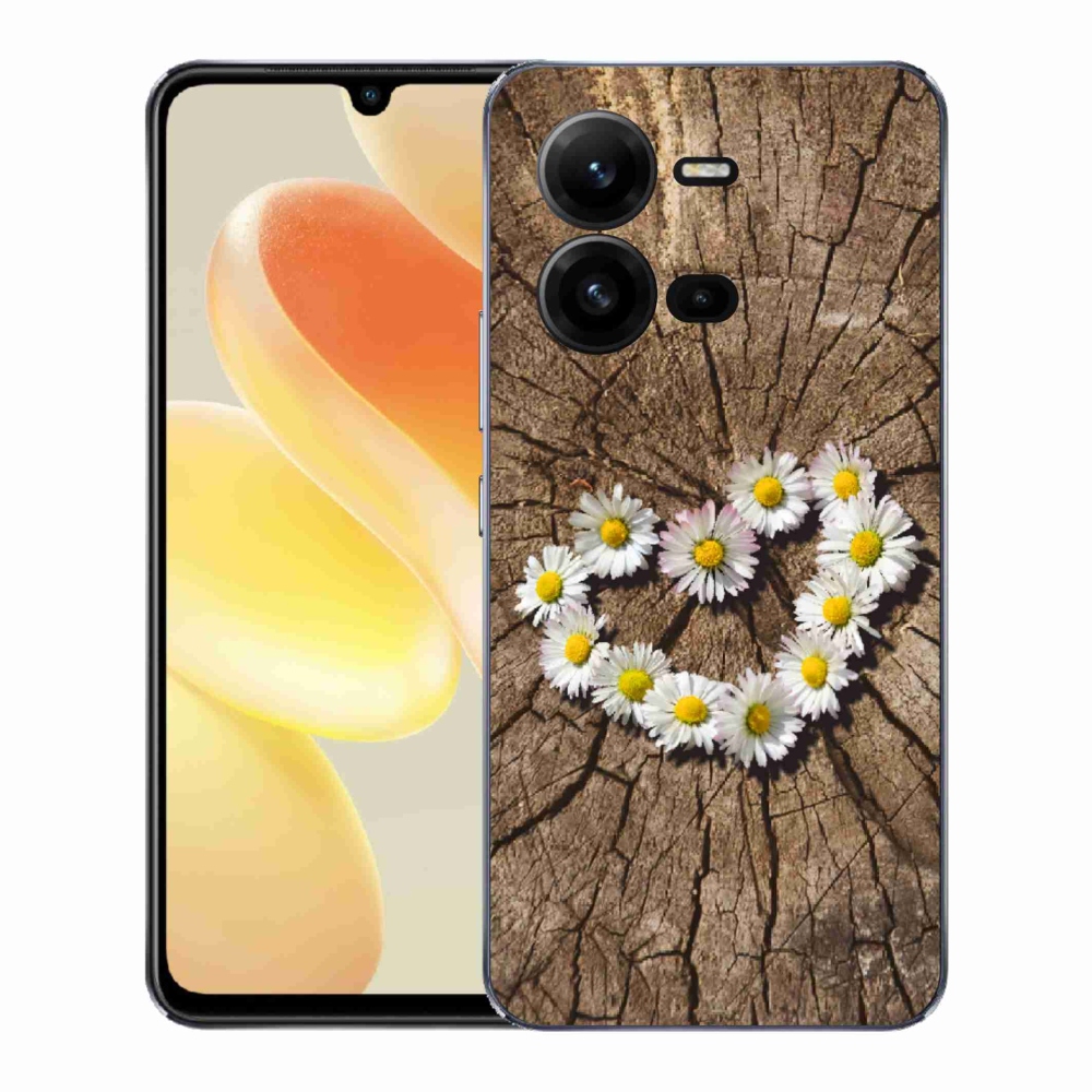 Gelový kryt mmCase na Vivo X80 Lite - srdce z kopretin