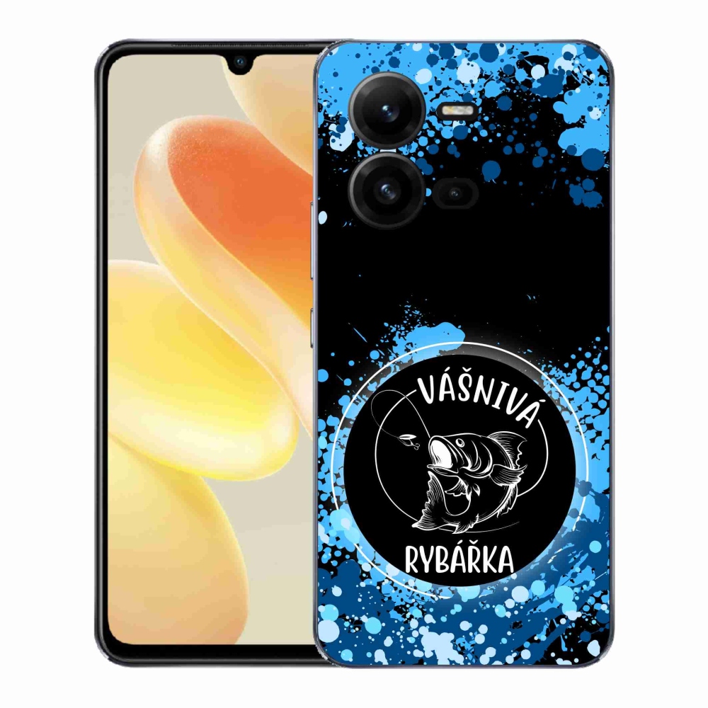 Gelový kryt mmCase na Vivo X80 Lite - vášnivá rybářka černé pozadí