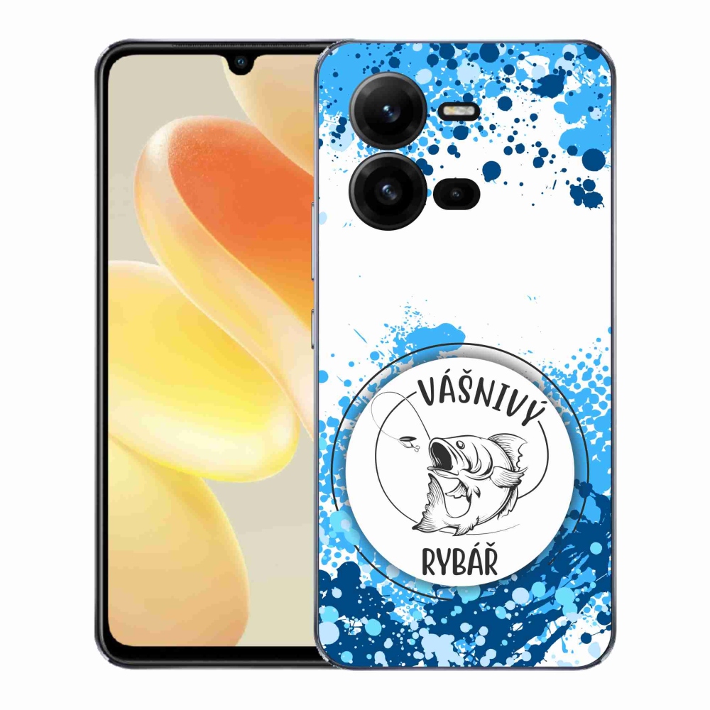 Gelový kryt mmCase na Vivo X80 Lite - vášnivý rybář bílé pozadí