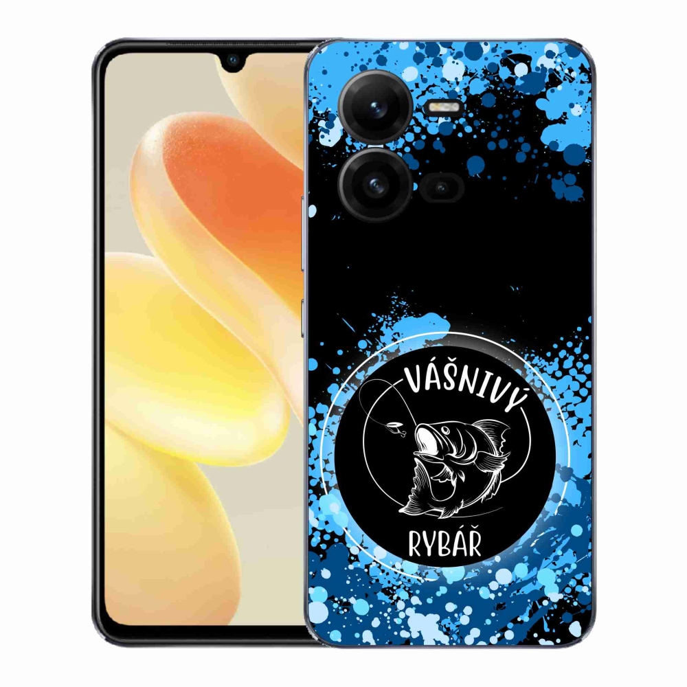 Gelový kryt mmCase na Vivo X80 Lite - vášnivý rybář černé pozadí