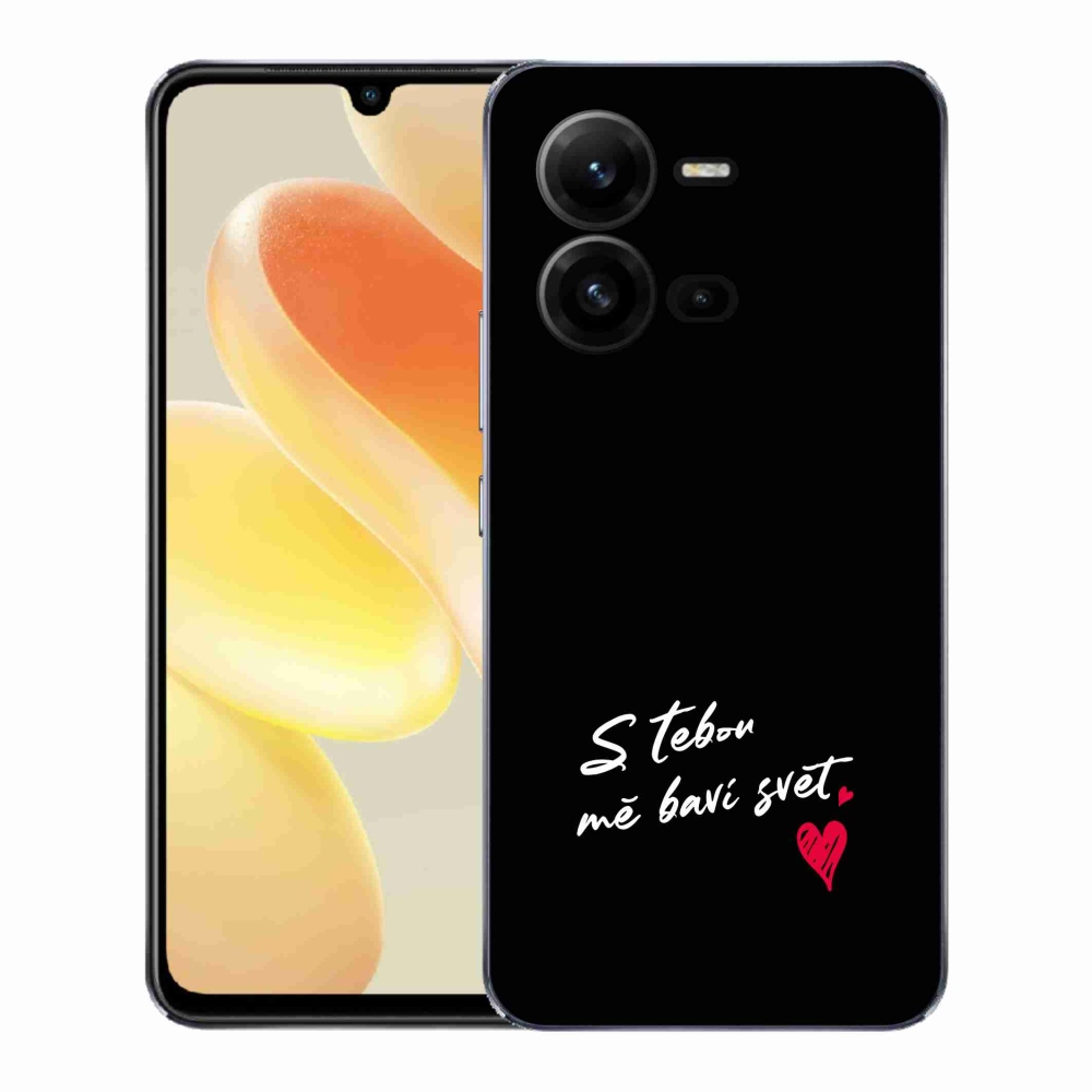 Gelový kryt mmCase na Vivo X80 Lite - zamilovaný text 1 černé pozadí