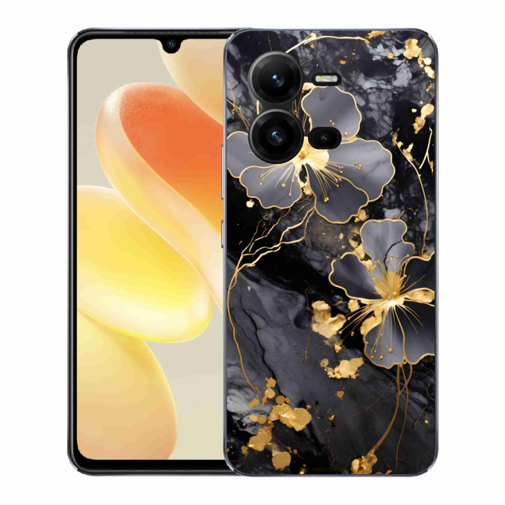Gelový kryt mmCase na Vivo X80 Lite - zlaté květy