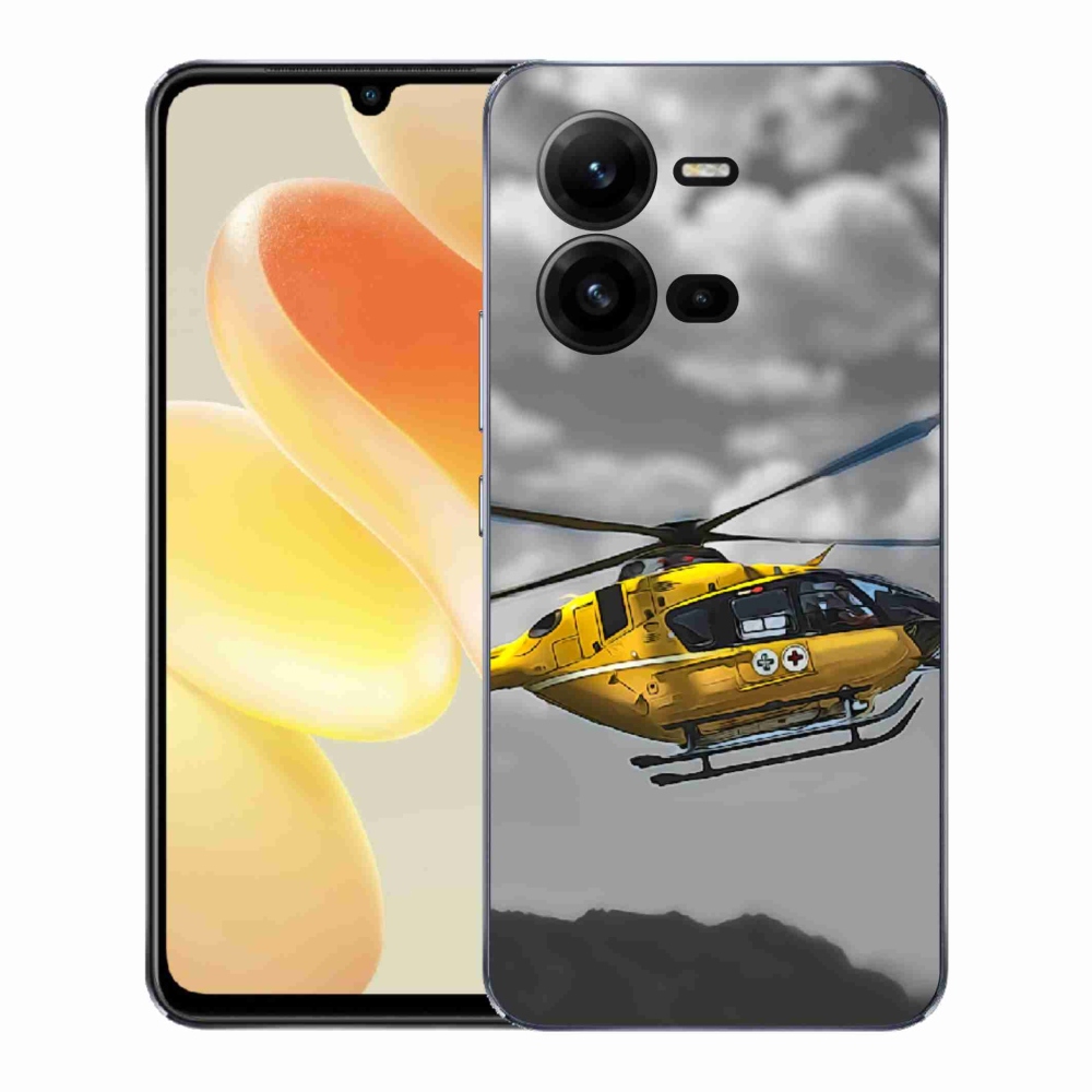 Gelový kryt mmCase na Vivo X80 Lite - žlutá helikoptéra