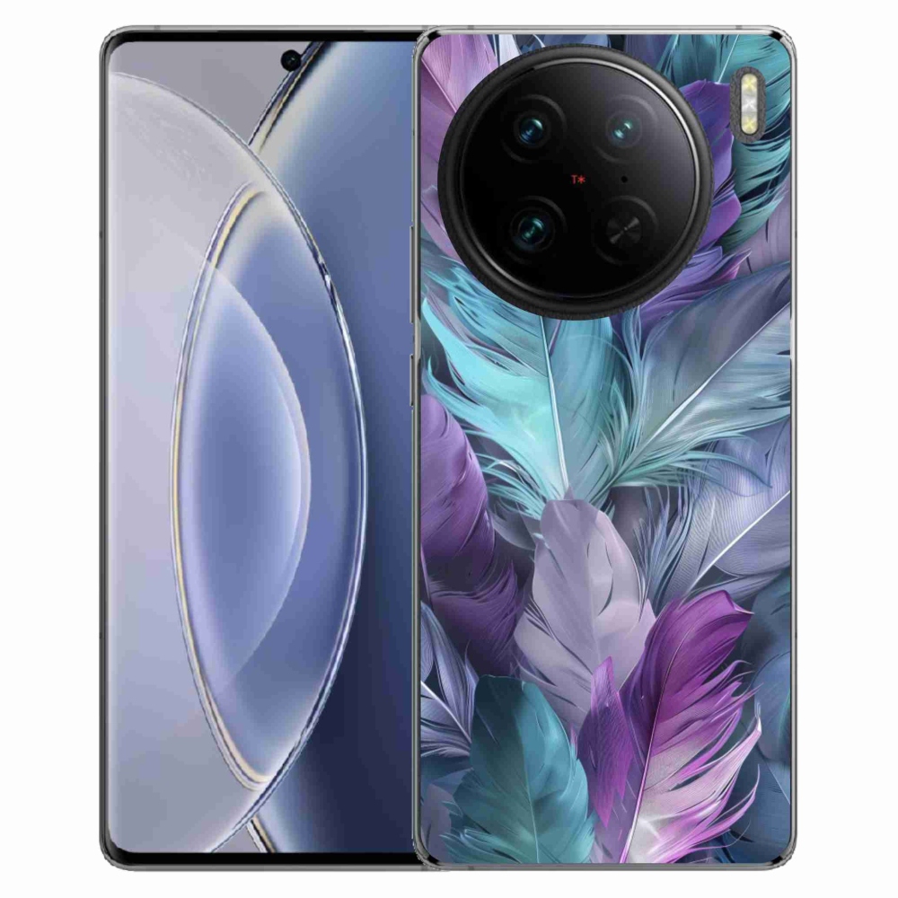 Gelový kryt mmCase na Vivo X90 Pro - barevné peří 2