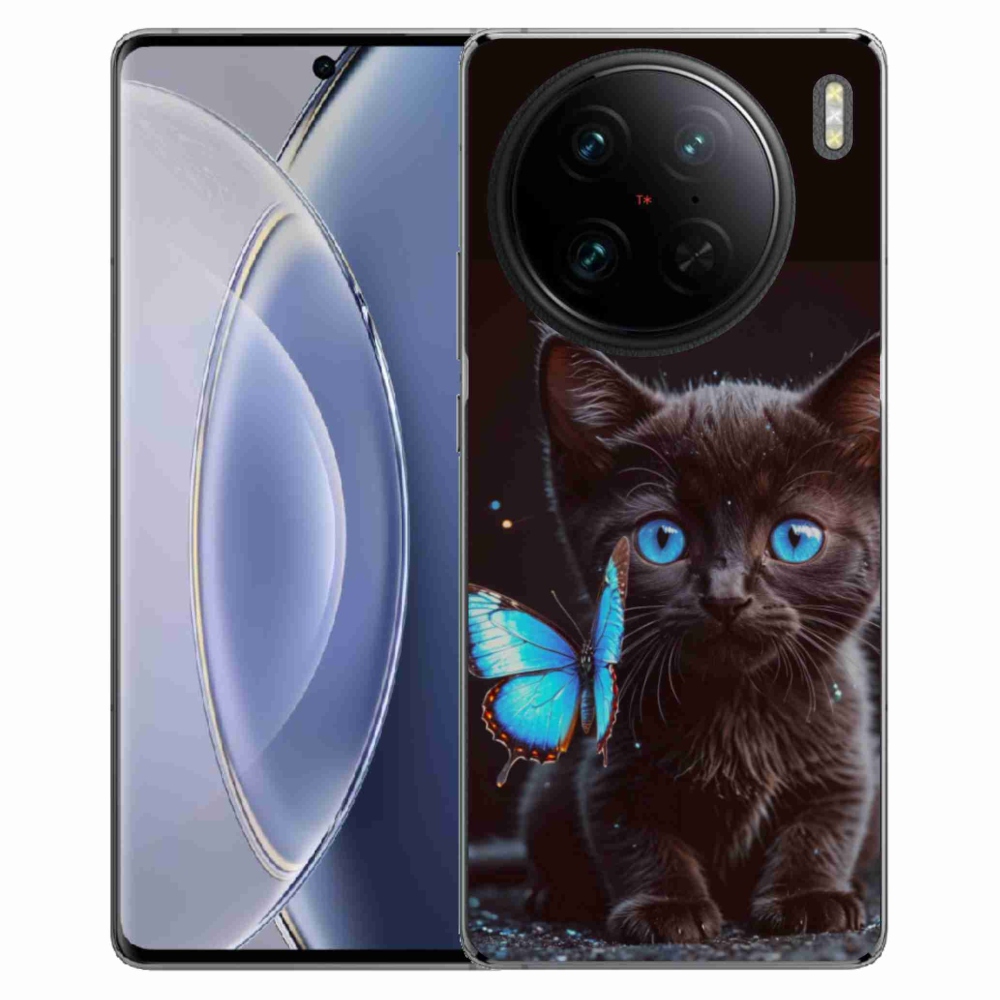 Gelový kryt mmCase na Vivo X90 Pro - černé kotě 3